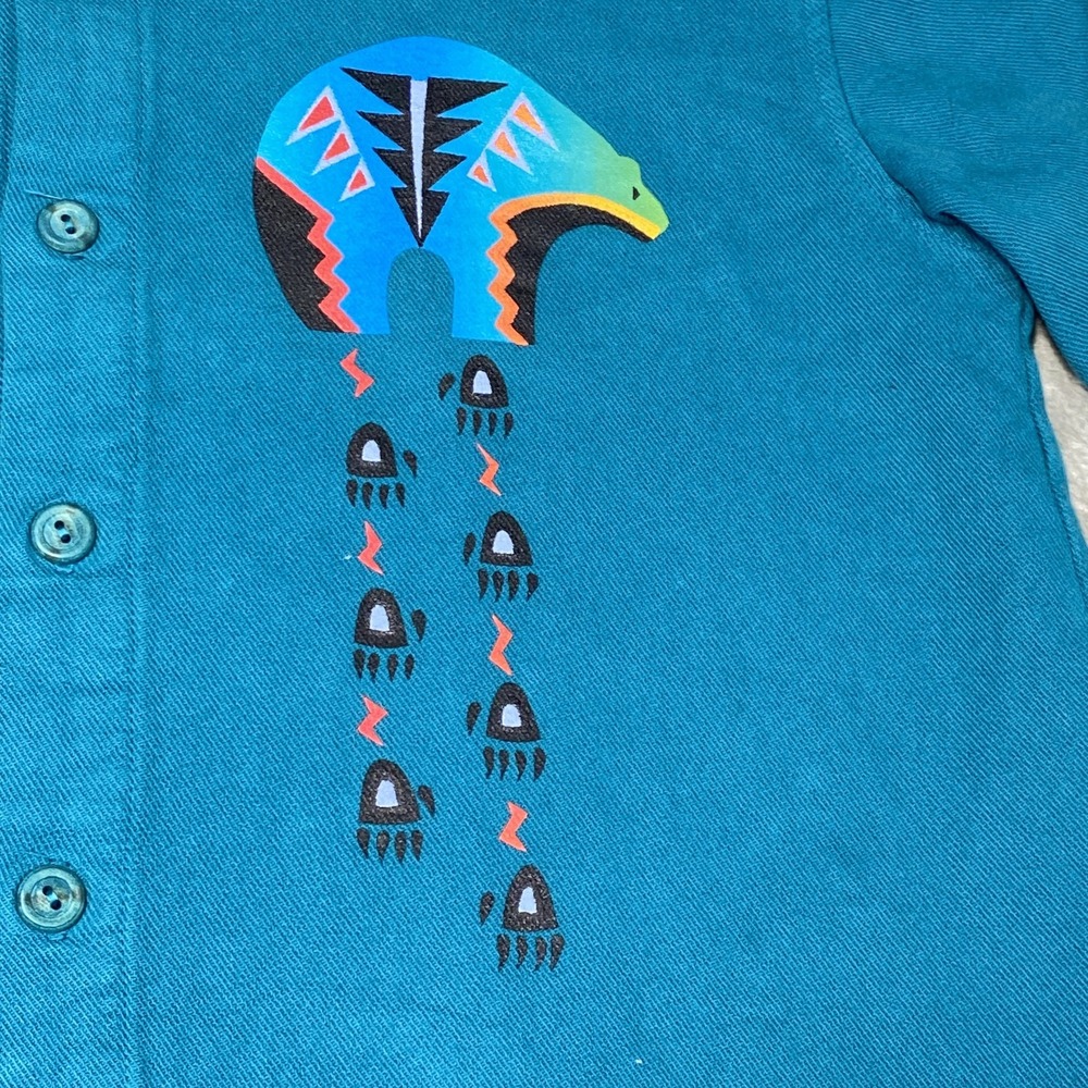 Vintage By Taylor Shirt Mens XS Southwestern Bear Graphic Button Up Long Sleeve - Picture 2 of 9